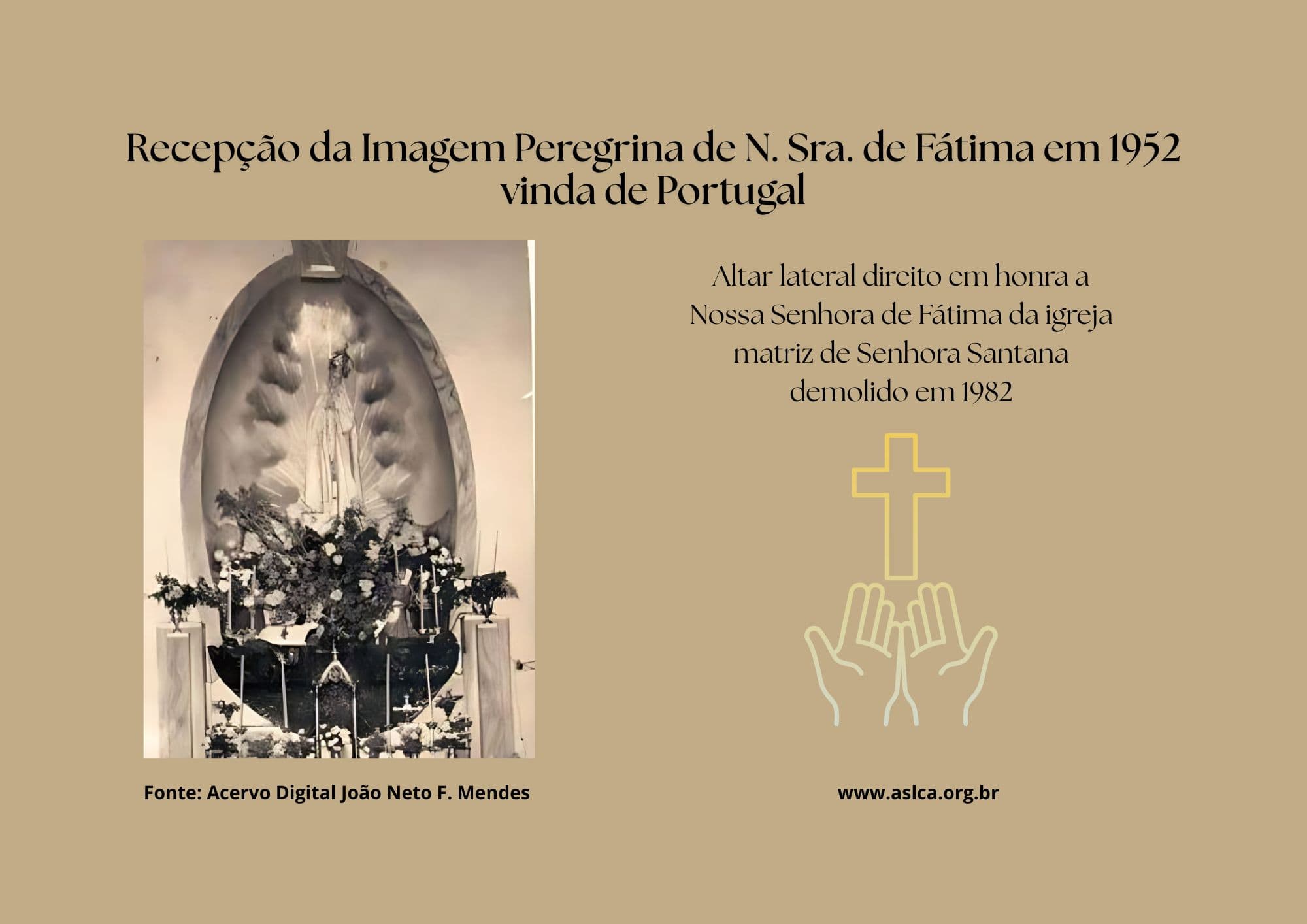Altar lateral direito em honra a N. Sra. de Fátima da igreja matriz de Senhora Santana demolida em 1982 