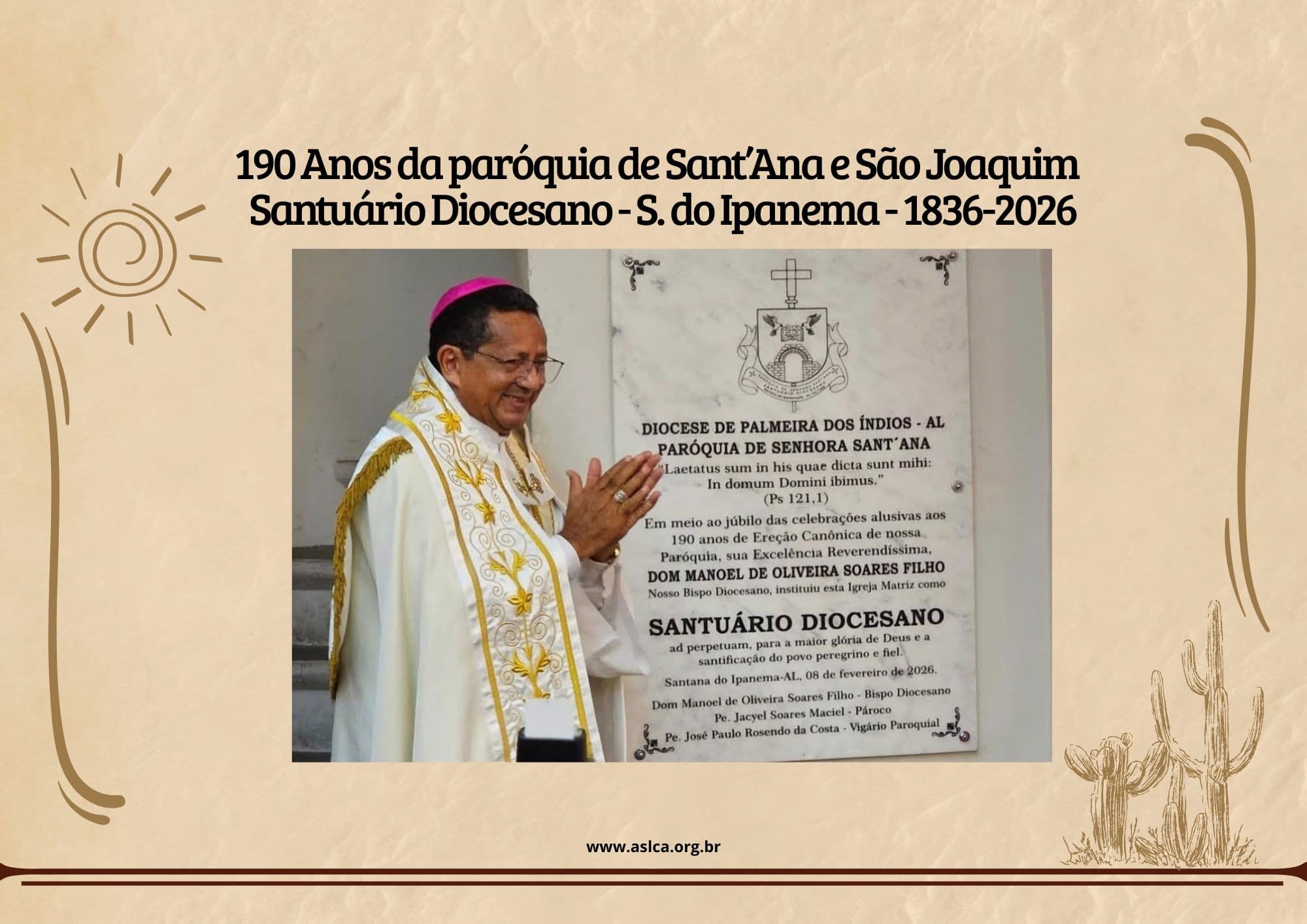 190 Anos da paróquia de Sant’Ana e São Joaquim   Santuário Diocesano - S. do Ipanema - 1836-2026